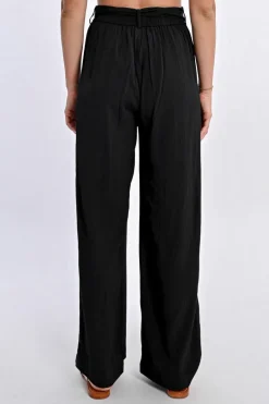 Pantalon taille haute, taille à nouer