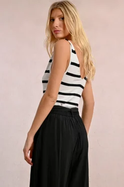 Pantalon taille haute, taille à nouer