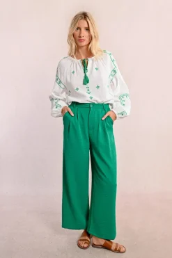Pantalon tailleur fluide et droit