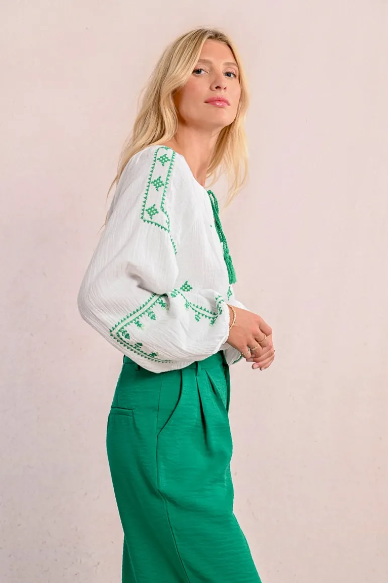 Pantalon tailleur fluide et droit