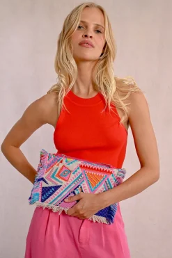 Pochette colorée à franges