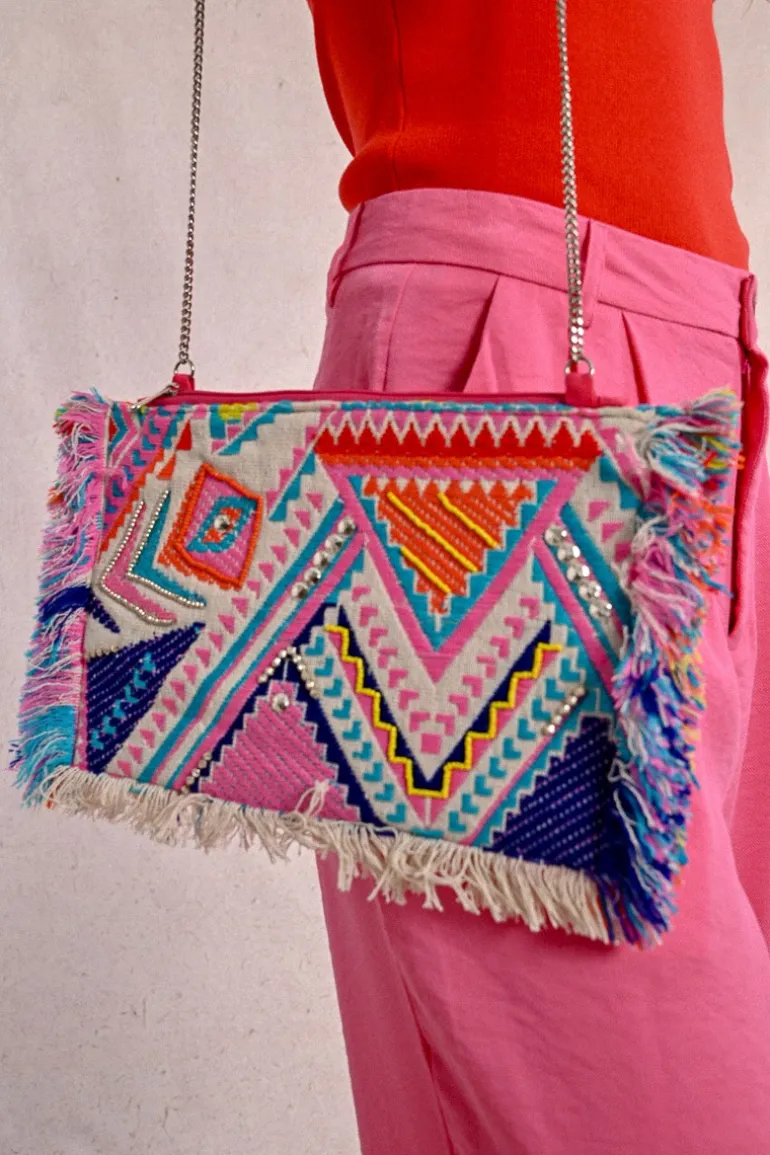 Pochette colorée à franges