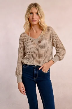 Pull en maille ajourée et irisée