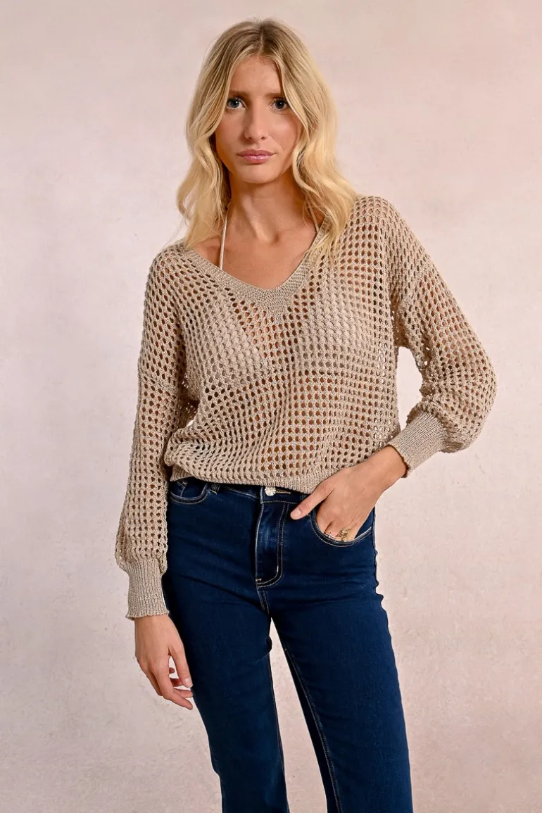 Pull en maille ajourée et irisée