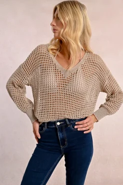 Pull en maille ajourée et irisée