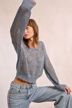 Pull en maille ajourée et irisée