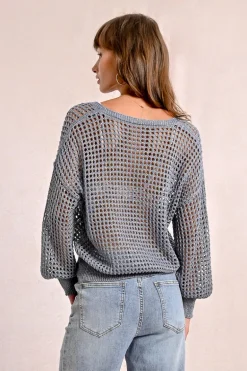 Pull en maille ajourée et irisée