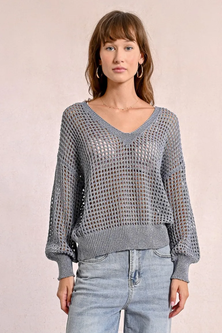 Pull en maille ajourée et irisée