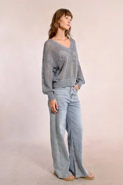 Pull en maille ajourée et irisée