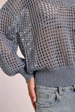 Pull en maille ajourée et irisée