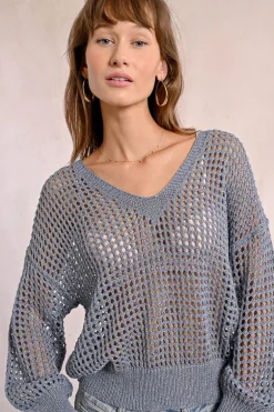 Pull en maille ajourée et irisée