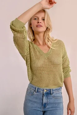Pull en maille ajourée et irisée
