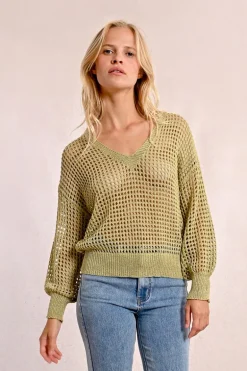 Pull en maille ajourée et irisée
