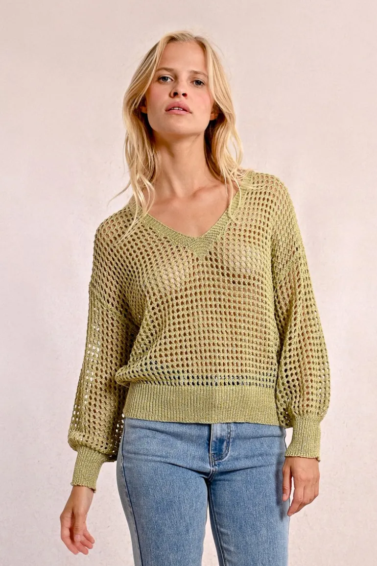 Pull en maille ajourée et irisée
