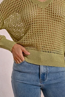 Pull en maille ajourée et irisée