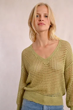 Pull en maille ajourée et irisée