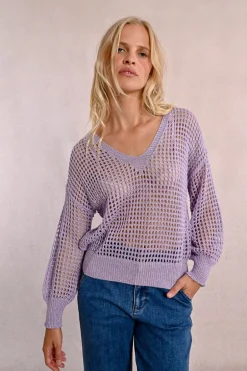 Pull en maille ajourée et irisée