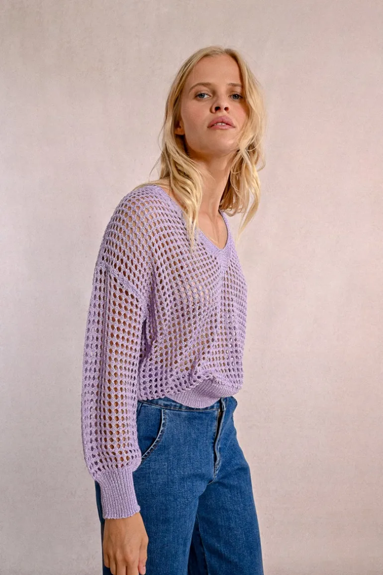 Pull en maille ajourée et irisée