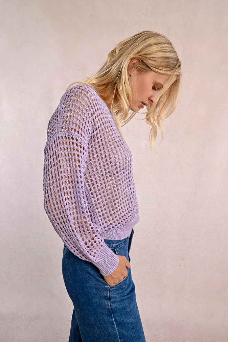 Pull en maille ajourée et irisée