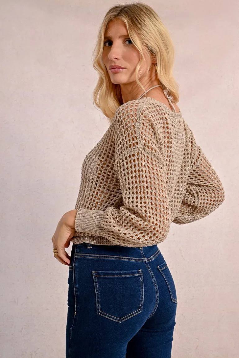 Pull en maille ajourée et irisée
