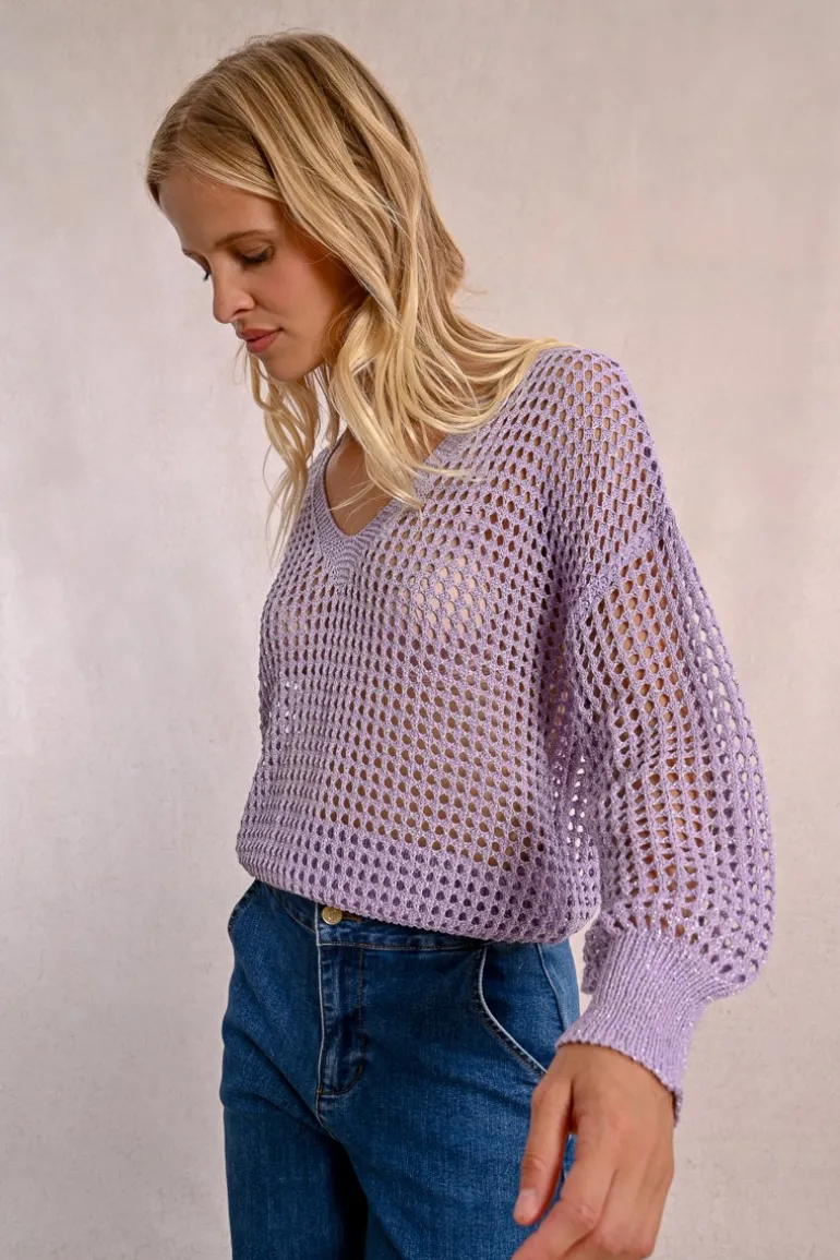 Pull en maille ajourée et irisée