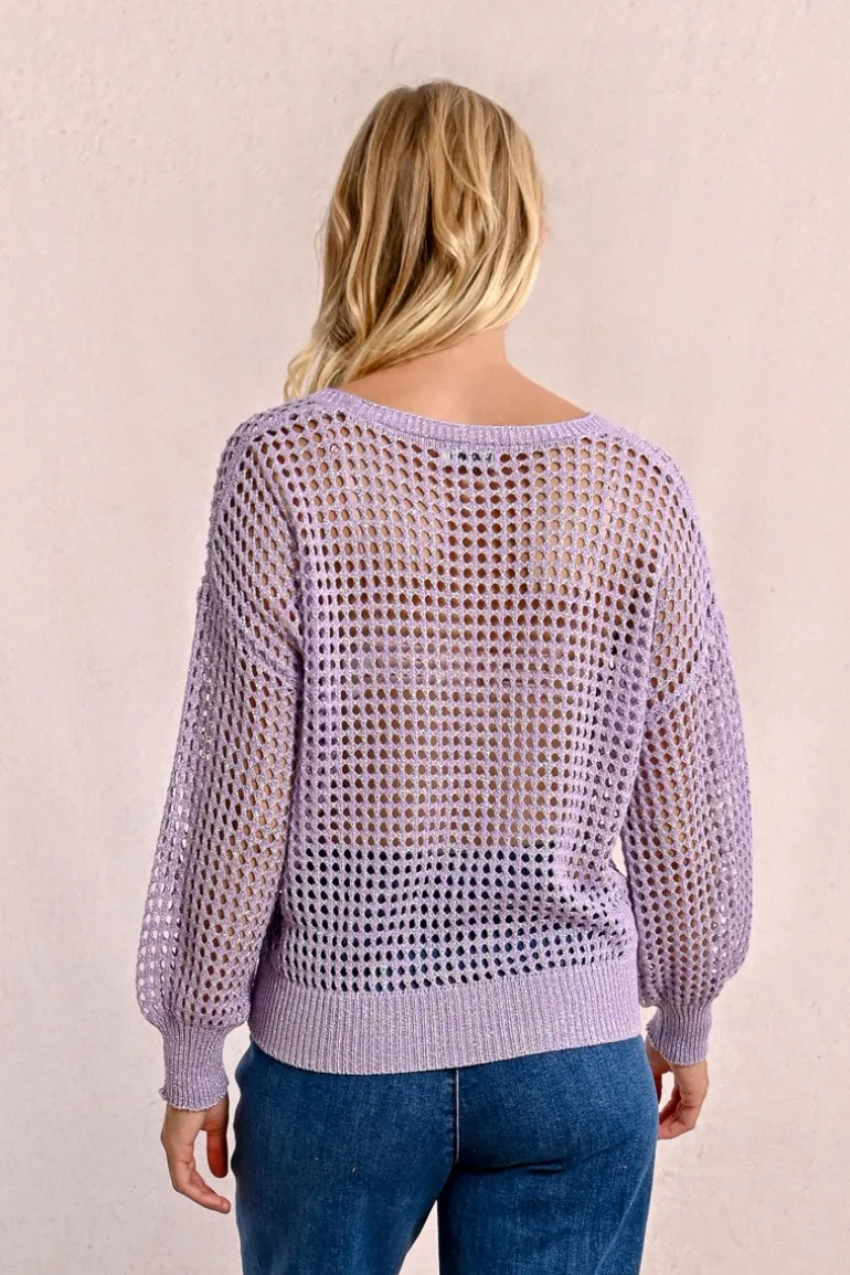 Pull en maille ajourée et irisée