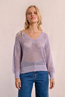 Pull en maille ajourée et irisée