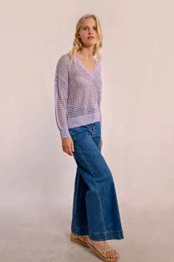 Pull en maille ajourée et irisée