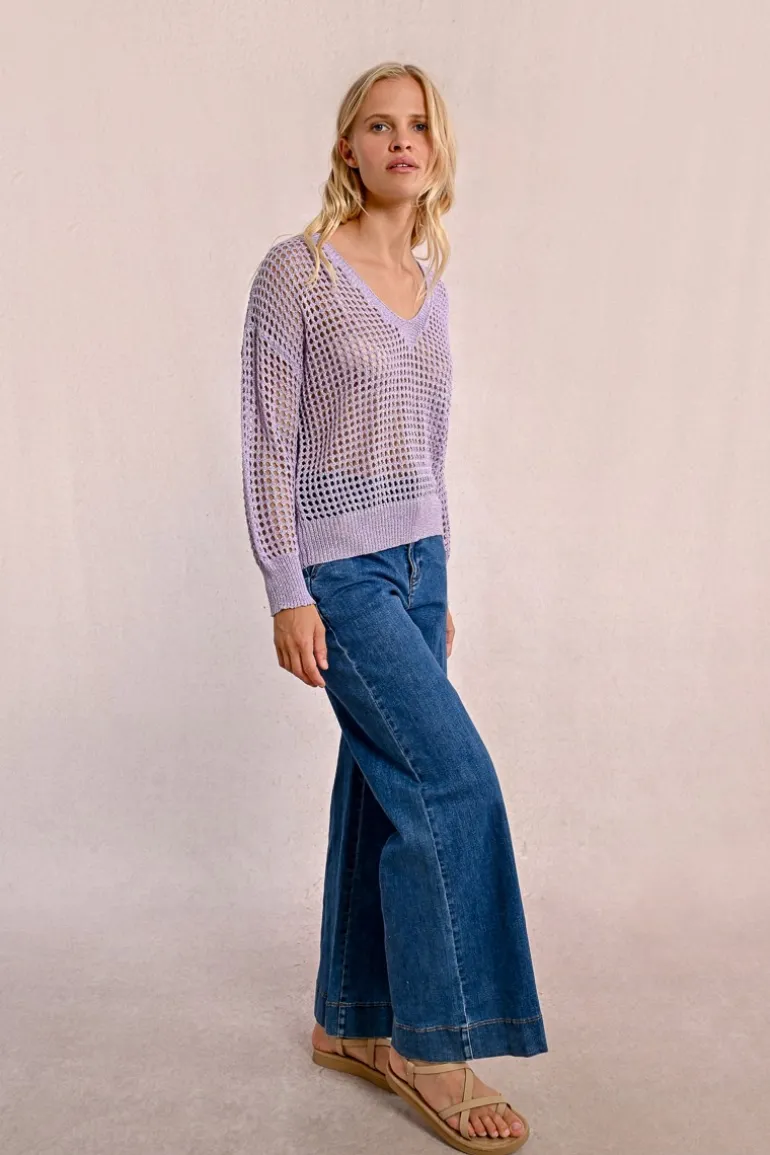 Pull en maille ajourée et irisée