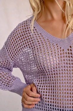 Pull en maille ajourée et irisée