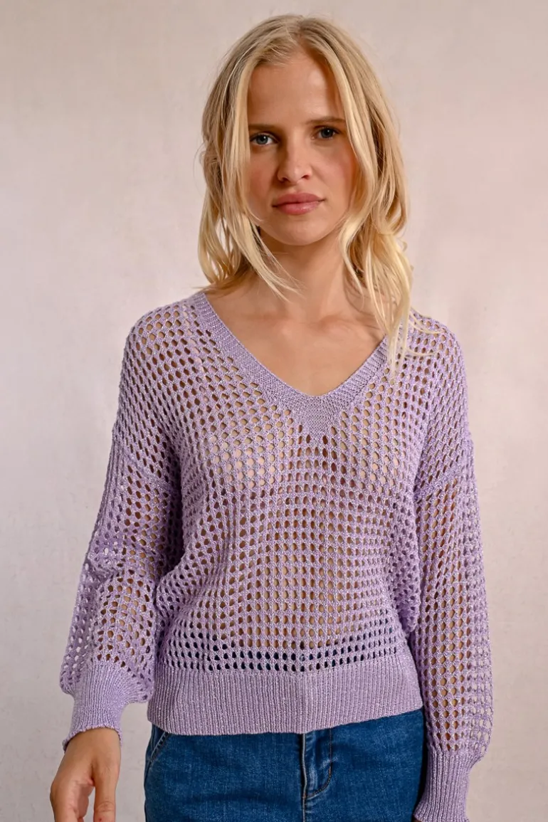 Pull en maille ajourée et irisée