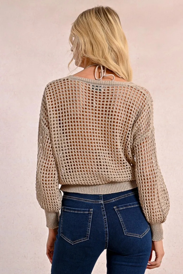 Pull en maille ajourée et irisée