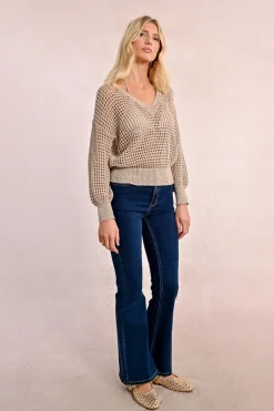 Pull en maille ajourée et irisée
