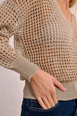 Pull en maille ajourée et irisée
