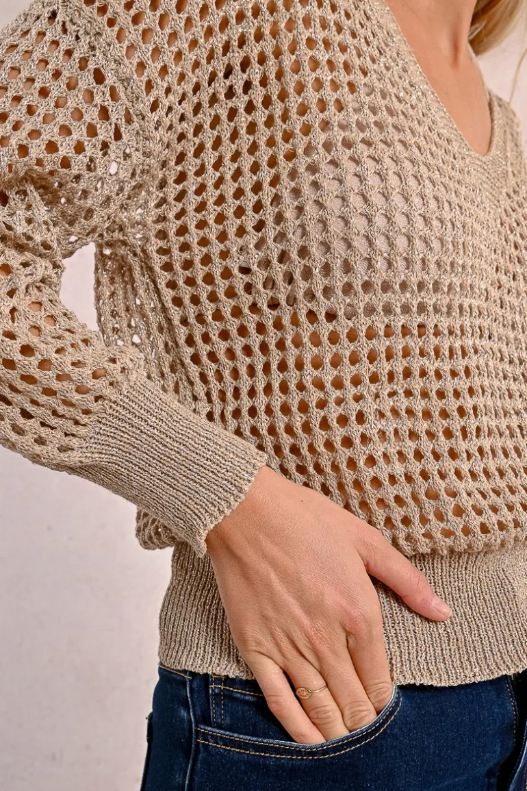 Pull en maille ajourée et irisée