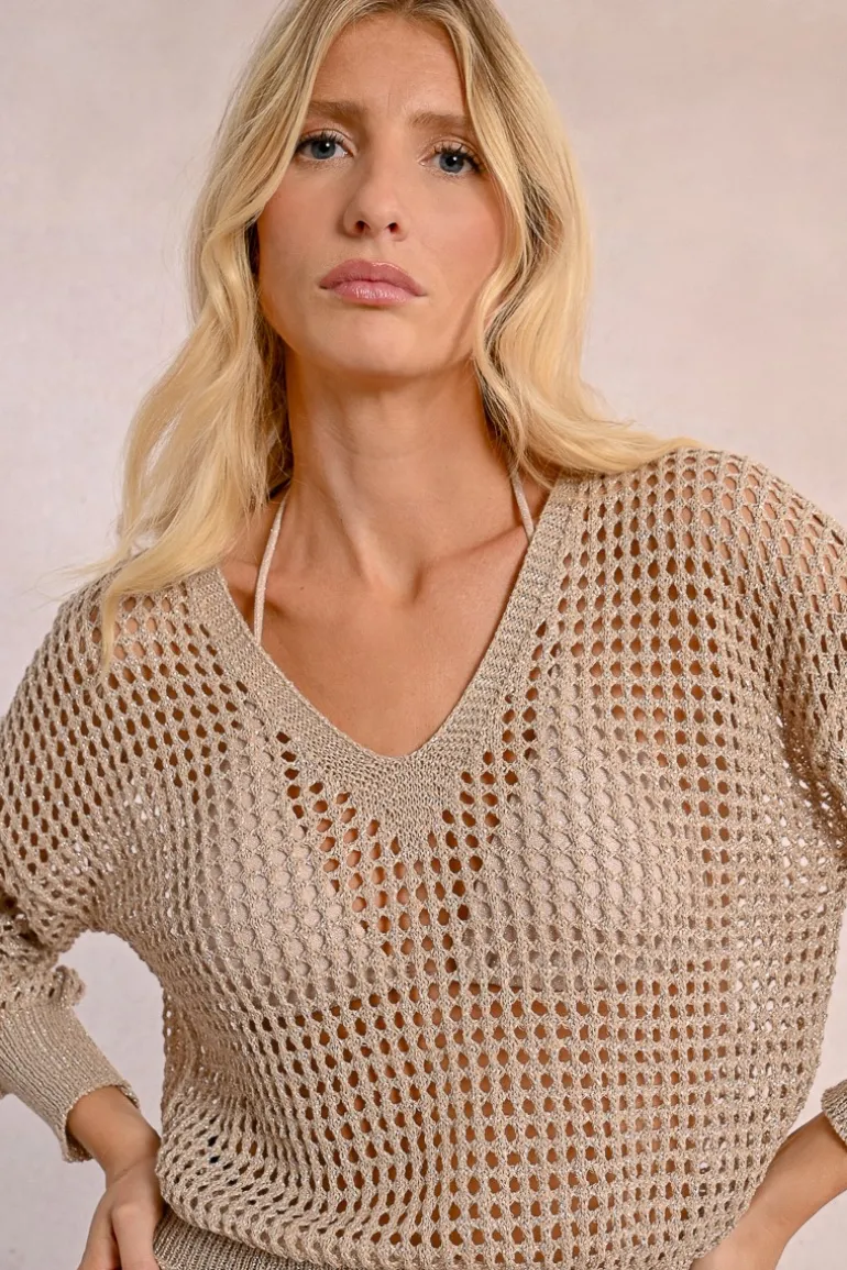 Pull en maille ajourée et irisée