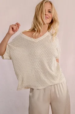 Pull en maille manches courtes