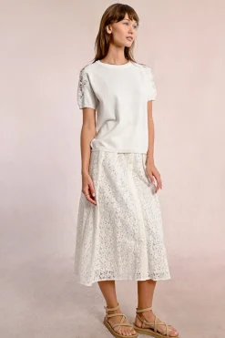 Pull en maille, manches courtes en dentelle