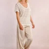Pull en maille manches courtes en semi-transparence