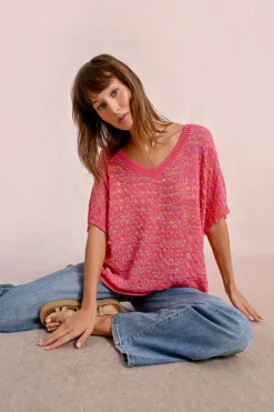 Pull en maille manches courtes