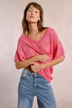 Pull en maille manches courtes