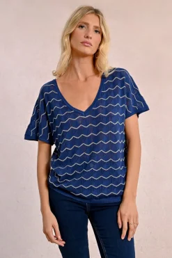 Pull en maille manches courtes en semi-transparence