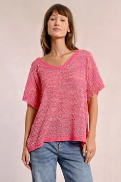Pull en maille manches courtes