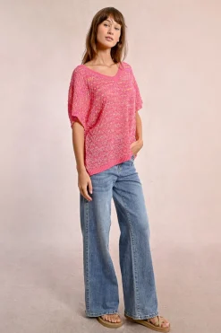 Pull en maille manches courtes