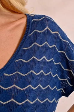 Pull en maille manches courtes en semi-transparence