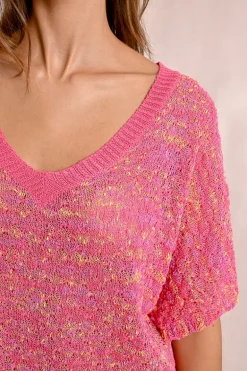Pull en maille manches courtes