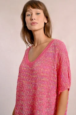 Pull en maille manches courtes