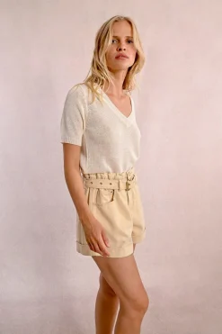 Pull en maille manches courtes