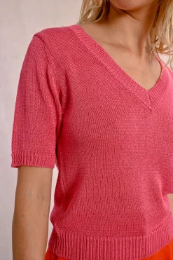 Pull en maille manches courtes