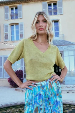 Pull en maille manches courtes